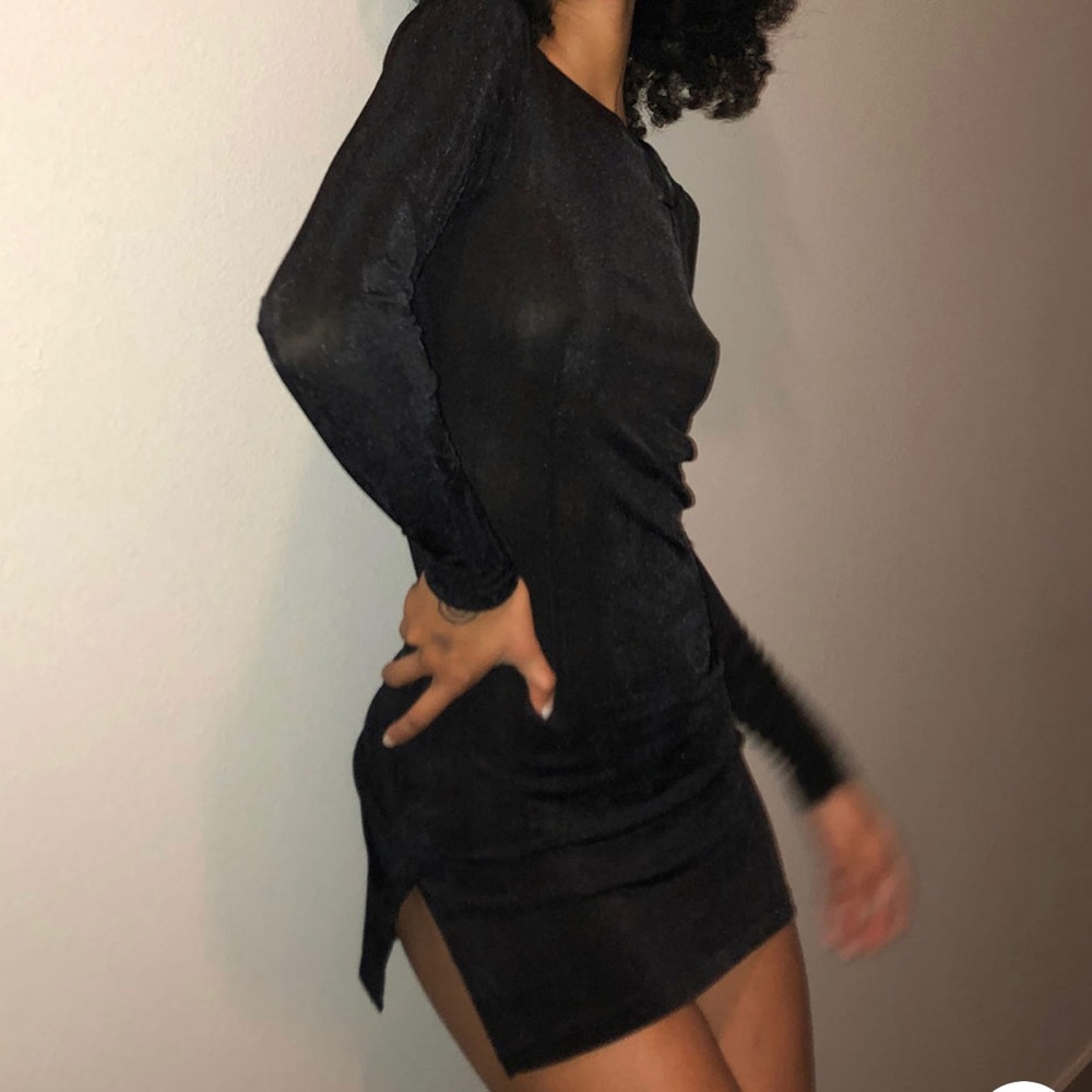 Black Long Sleeve Mini Dress